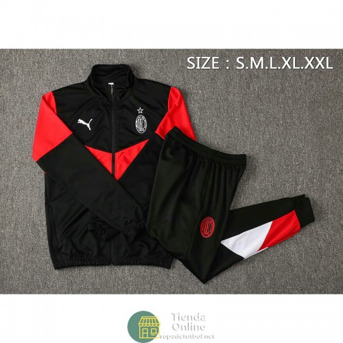 AC Milan Chaqueta Negro Rojo + Pantalon Negro Rojo 2021/2022