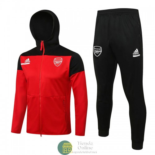 Arsenal Chaqueta Capucha Rojo I + Pantalon Negro I 2022/2023