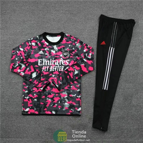 Arsenal Sudadera De Entrenamiento Rosado Pattern + Pantalon Negro 2021/2022