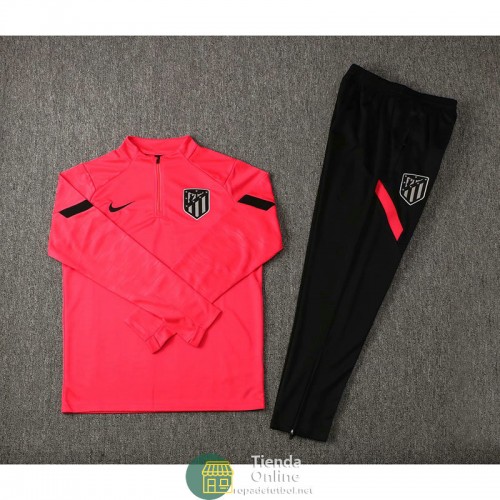 Atletico De Madrid Sudadera De Entrenamiento Rojo + Pantalon Negro 2021/2022