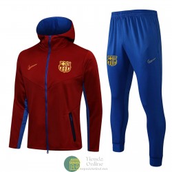 Barcelona Chaqueta Capucha Rojo + Pantalon Azul 2021/2022