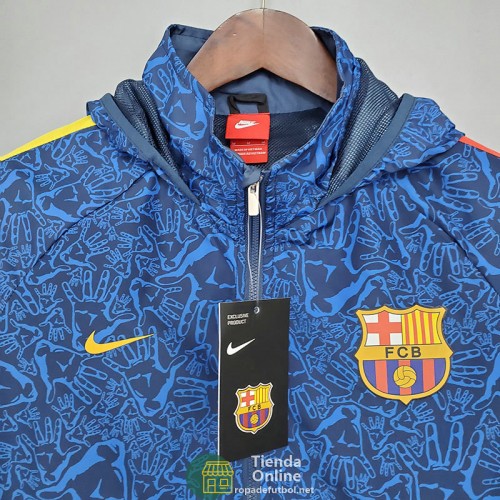 Barcelona Chaqueta Rompevientos Azul Camouflage 2021/2022