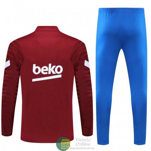 Barcelona Sudadera De Entrenamiento Rojo + Pantalon Azul 2021/2022