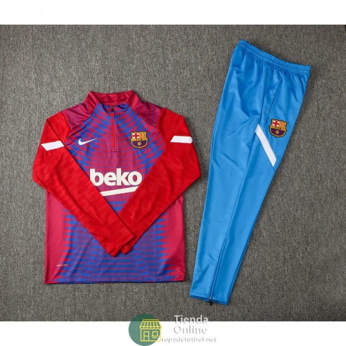 Barcelona Sudadera De Entrenamiento Rojo Azul + Pantalon Azul 2021/2022