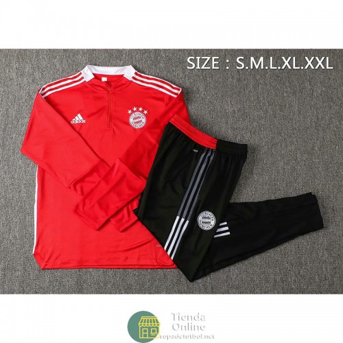 Bayern Munich Sudadera De Entrenamiento Rojo II + Pantalon Negro II 2021/2022