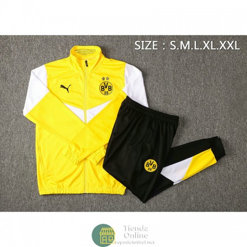 Borussia Dortmund Chaqueta Amarillo Blanco + Pantalon Negro 2021/2022