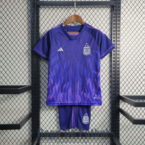 Camiseta Argentina Niños 3 Star Segunda Equipación 2022/2023