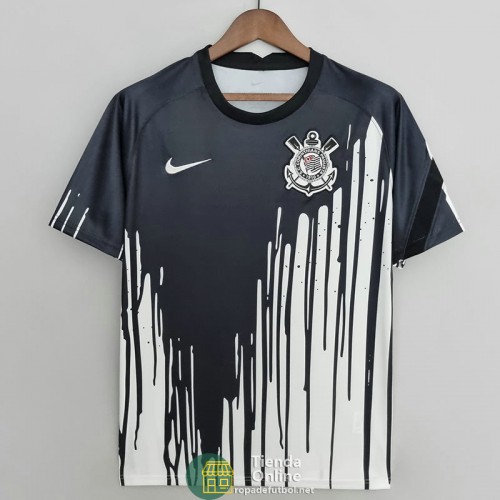 Camiseta Corinthians Pre Match Negro Blanco 2022/2023