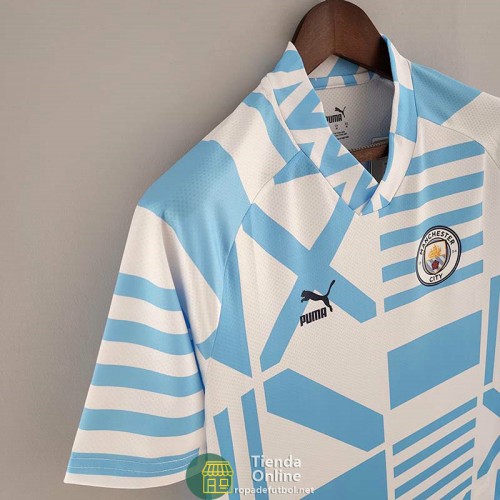 Camiseta Manchester City Pre Match Azul Blanco 2022/2023