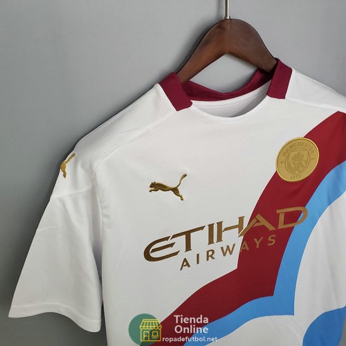 Camiseta Manchester City Training Rojo Blanco Azul 2021/2022