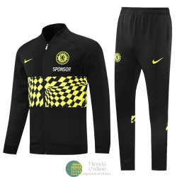 Chelsea Chaqueta Negro Amarillo + Pantalon Negro 2021/2022