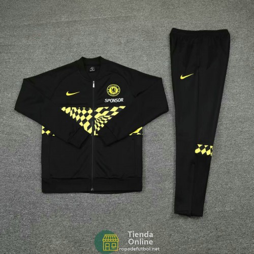 Chelsea Chaqueta Negro Amarillo + Pantalon Negro 2021/2022