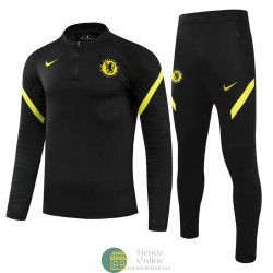 Chelsea Sudadera De Entrenamiento Negro Amarillo + Pantalon 2021/2022