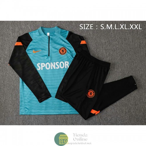 Chelsea Sudadera De Entrenamiento Verde + Pantalon Negro 2021/2022