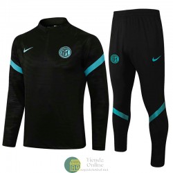 Inter Milan Sudadera De Entrenamiento Negro + Pantalon Negro Azul 2021/2022