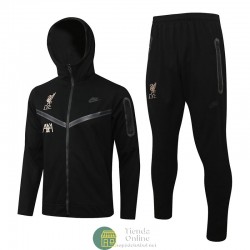 Liverpool Chaqueta Capucha Negro I + Pantalon Negro I 2022/2023