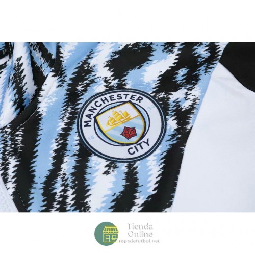 Manchester City Chaqueta Blanco Azul + Pantalon Negro 2021/2022