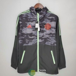 Manchester United Chaqueta Rompevientos Negro Gris Camouflage 2021/2022