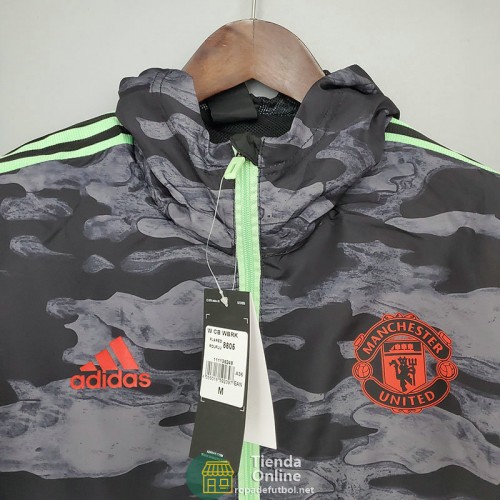 Manchester United Chaqueta Rompevientos Negro Gris Camouflage 2021/2022