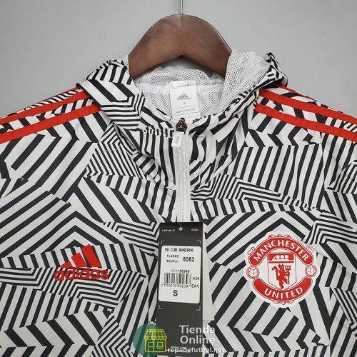 Manchester United Chaqueta Rompevientos Blanco Stripes 2021/2022