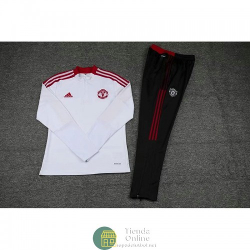 Manchester United Sudadera De Entrenamiento Blanco III + Pantalon Negro 2021/2022