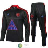 Manchester United x Human Race Sudadera De Entrenamiento Negro + Pantalon 2021/2022