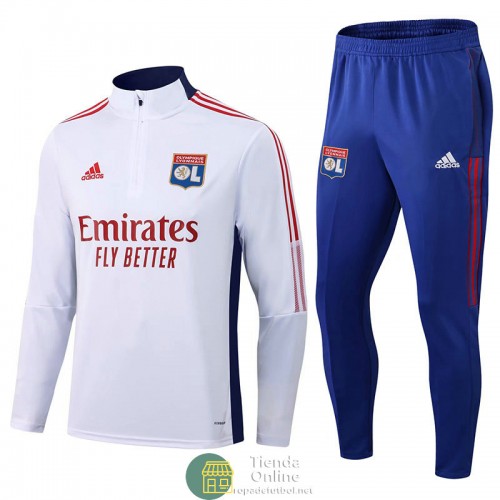 Olympique Lyonnais Sudadera De Entrenamiento Blanco + Pantalon Azul 2021/2022