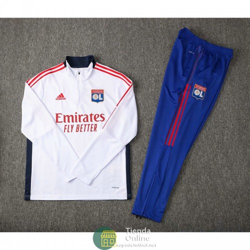 Olympique Lyonnais Sudadera De Entrenamiento Blanco + Pantalon Azul 2021/2022