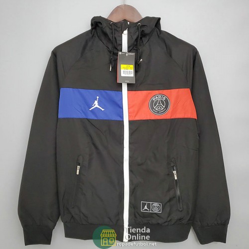 PSG x JORDAN Chaqueta Rompevientos Negro Azul Rojo 2021/2022