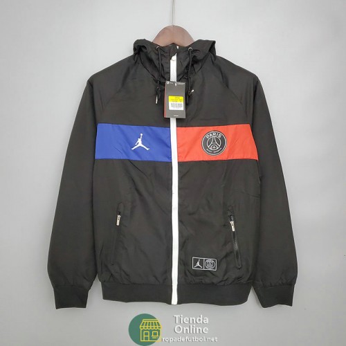 PSG x JORDAN Chaqueta Rompevientos Negro Azul Rojo 2021/2022