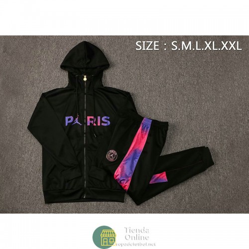 PSG x Jordan Chaqueta Capucha Negro I + Pantalon Negro 2021/2022