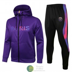 PSG x Jordan Chaqueta Capucha Purple+ Pantalon Negro 2021/2022