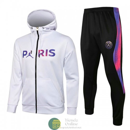 PSG x Jordan Chaqueta Capucha Blanco I + Pantalon Negro 2021/2022