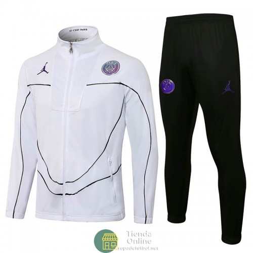 PSG x Jordan Chaqueta Blanco Negro Streak + Pantalon Negro 2021/2022