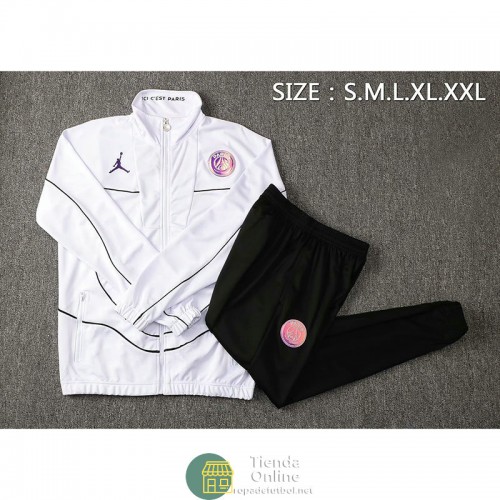 PSG x Jordan Chaqueta Blanco Negro Streak + Pantalon Negro 2021/2022