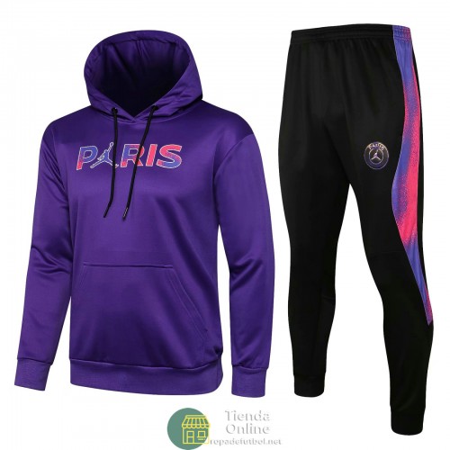 PSG x Jordan Sudadera Capucha Purple + Pantalon Negro 2021/2022