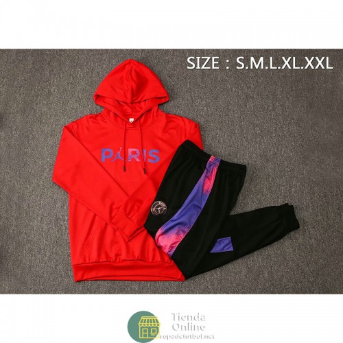 PSG x Jordan Sudadera Capucha Rojo + Pantalon Negro 2021/2022