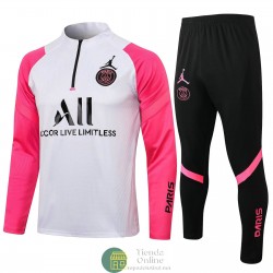 PSG x Jordan Sudadera De Entrenamiento Blanco Rosado + Pantalon Negro 2021/2022