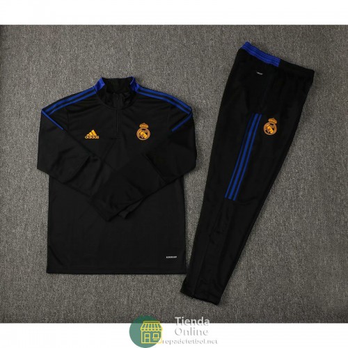 Real Madrid Sudadera De Entrenamiento Negro + Pantalon Negro 2021/2022