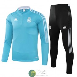 Real Madrid Sudadera De Entrenamiento Azul + Pantalon Negro 2021/2022