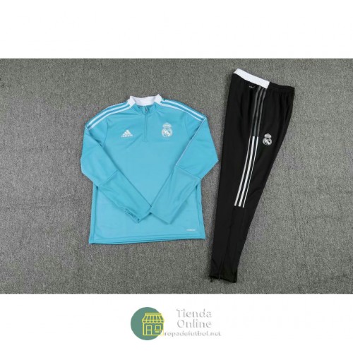 Real Madrid Sudadera De Entrenamiento Azul + Pantalon Negro 2021/2022