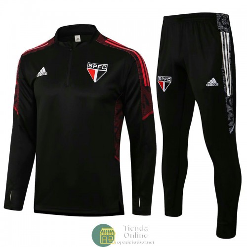 Sao Paulo FC Sudadera De Entrenamiento Negro + Pantalon Negro 2021/2022