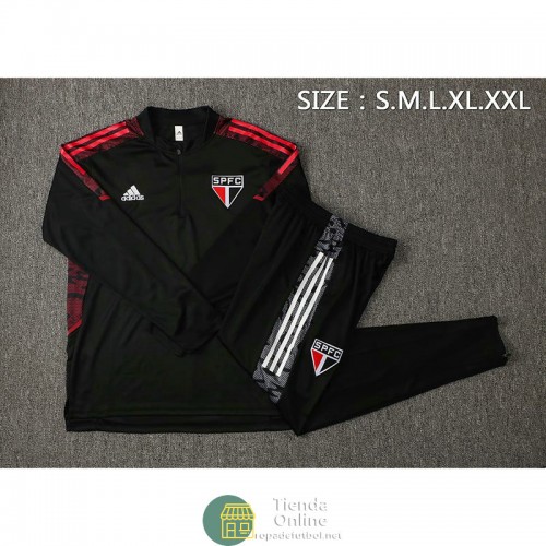 Sao Paulo FC Sudadera De Entrenamiento Negro + Pantalon Negro 2021/2022